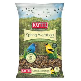 Kaytee Spring Migration Seed Blend bag front showing high-energy mix for migratory songbirds