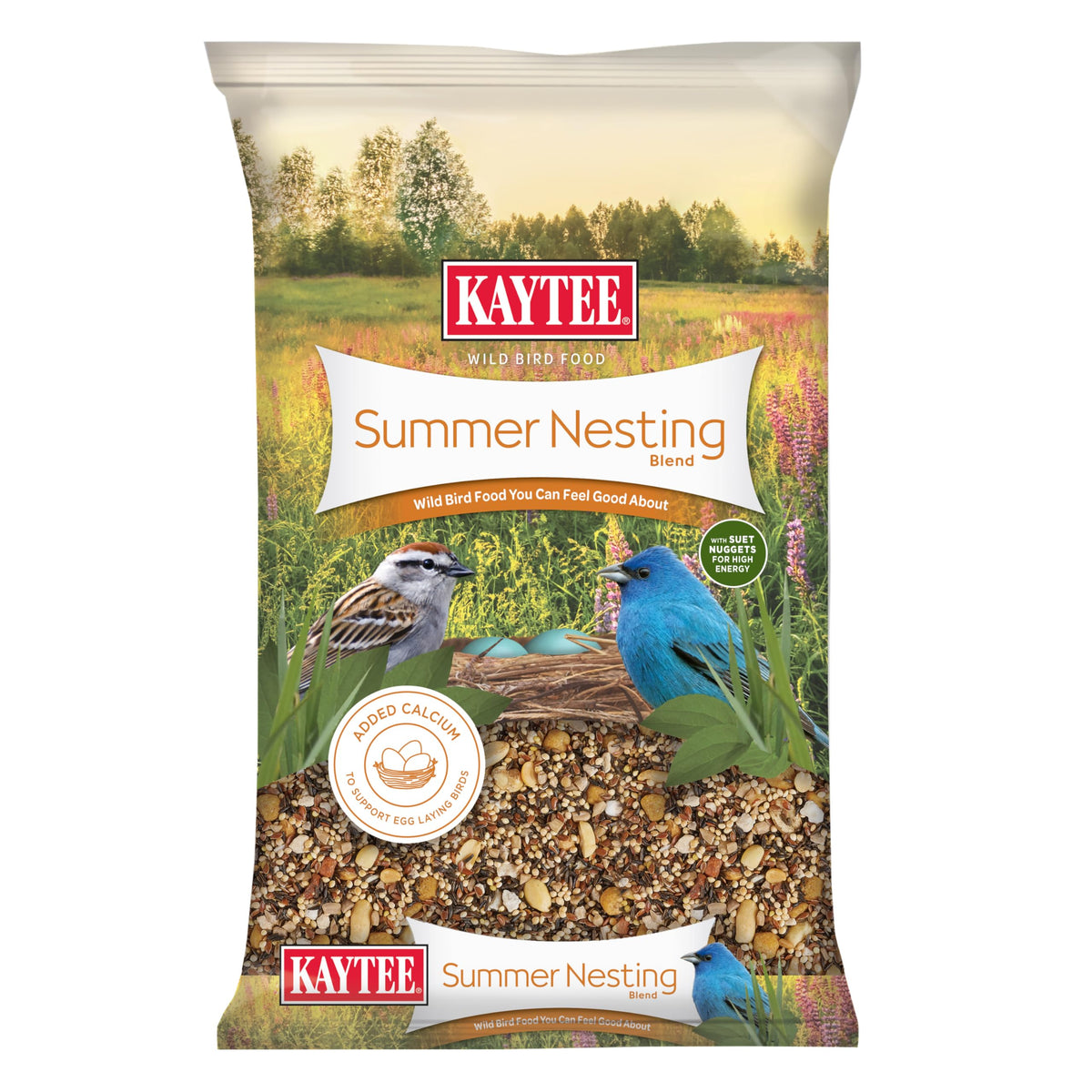 Kaytee Summer Nesting Seed Blend packaging ideal for attracting nesting birds
