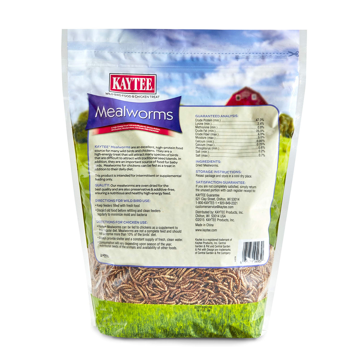 Kaytee mealworms mixed with seed for versatile feeding options.