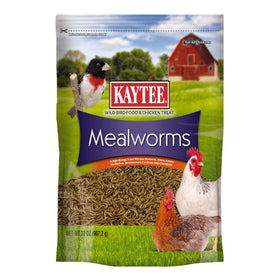 Kaytee mealworms pack shot showing high-protein wild bird food.