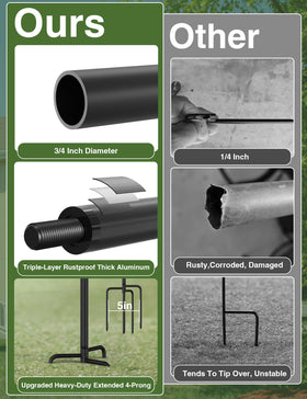KBLOONG adjustable shepherd-hook design allows flexible spacing for flags.