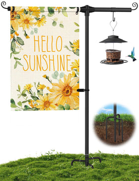 KBLOONG garden flag stand 51-inch; sturdy base for outdoor displays.