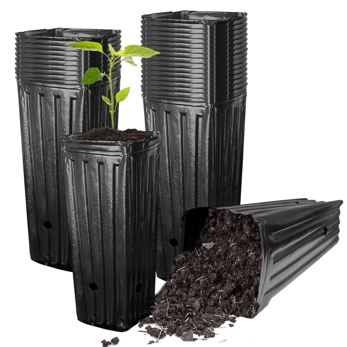 KBOROVER 30Pcs deep nursery pots with drainage holes for healthy roots