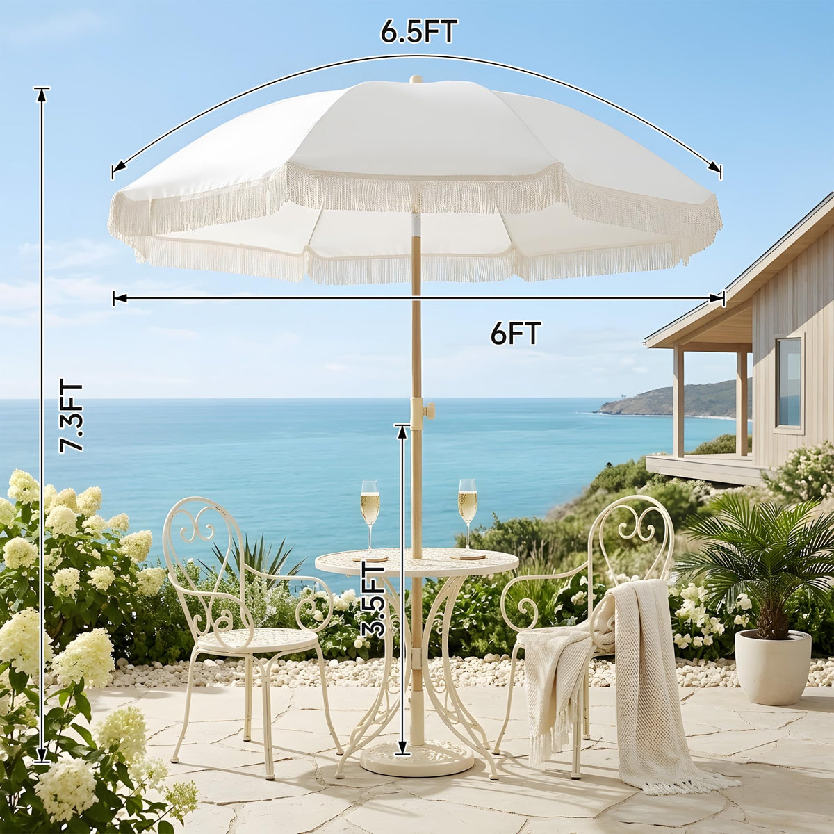 Kbrellaoutlets Patio Fringe Umbrella storage bag for easy transport and storage.