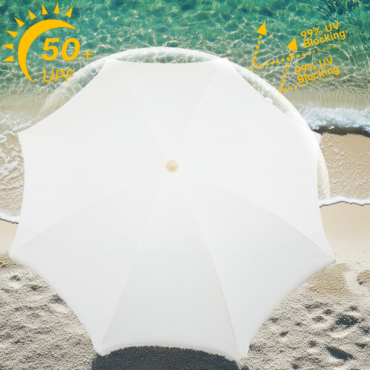 Kbrellaoutlets Patio Fringe Umbrella offers UPF 50+ protection for sunny days.