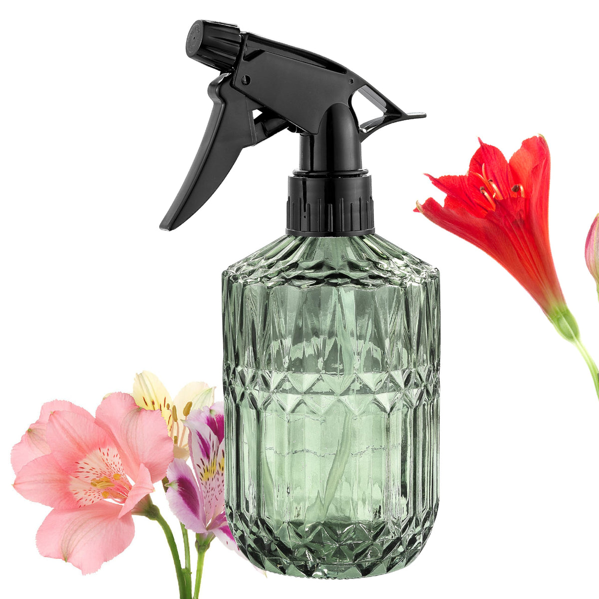 KCKHFA glass mister bottle with diamond pattern for stylish indoor plant care.