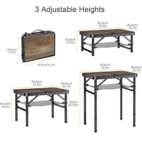 Kcmploro table in compact fold for easy transport