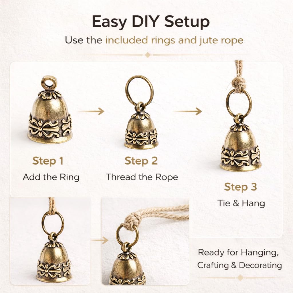 kcrygogo gift-wrap brass bells twine embellishments.