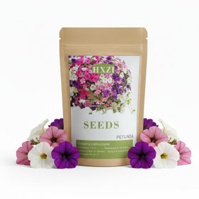 KCT GARD Petunia seeds in a mixed-color packet ready for easy surface sowing.