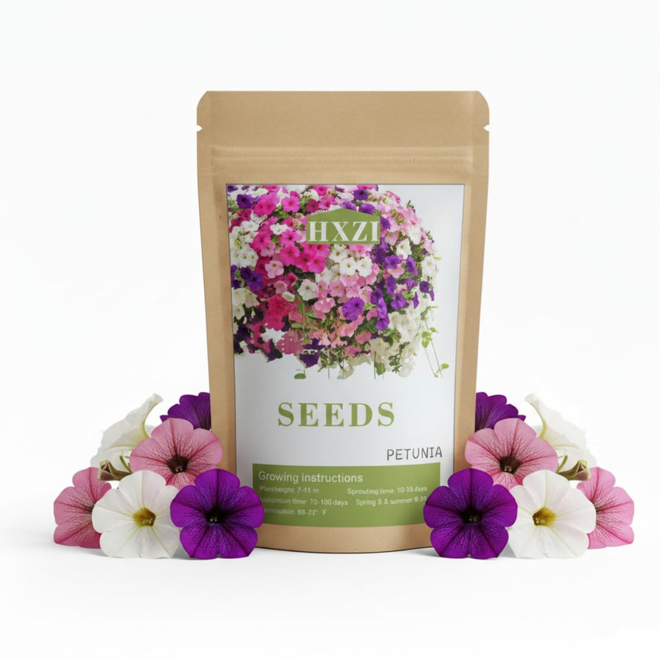 KCT GARD Petunia seeds in a mixed-color packet ready for easy surface sowing.