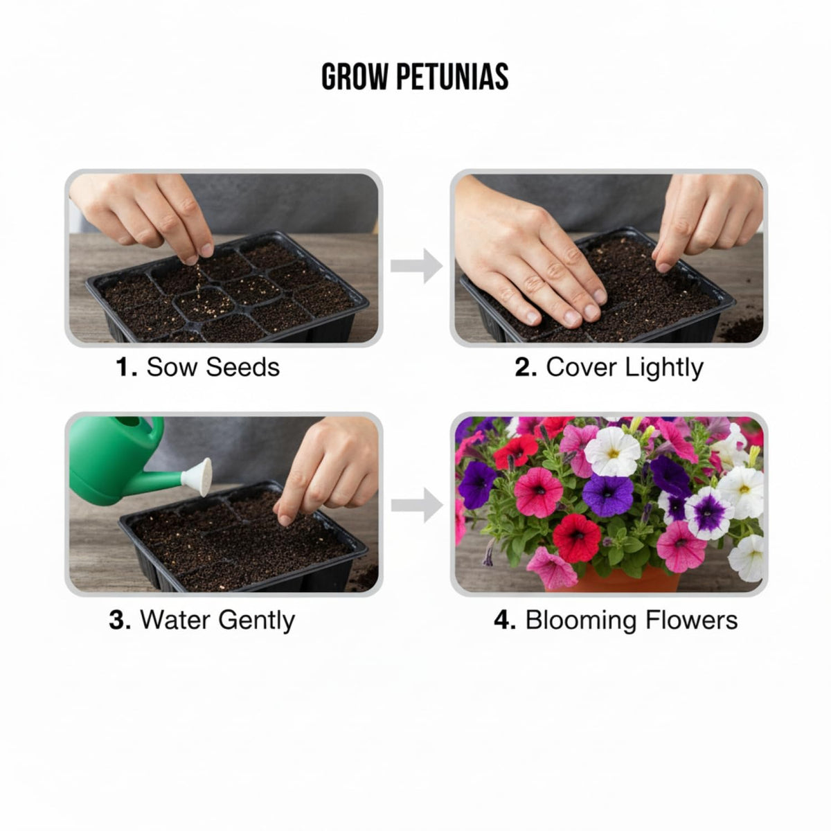 KCT GARD petunia seeds are tiny and easy to surface sow.