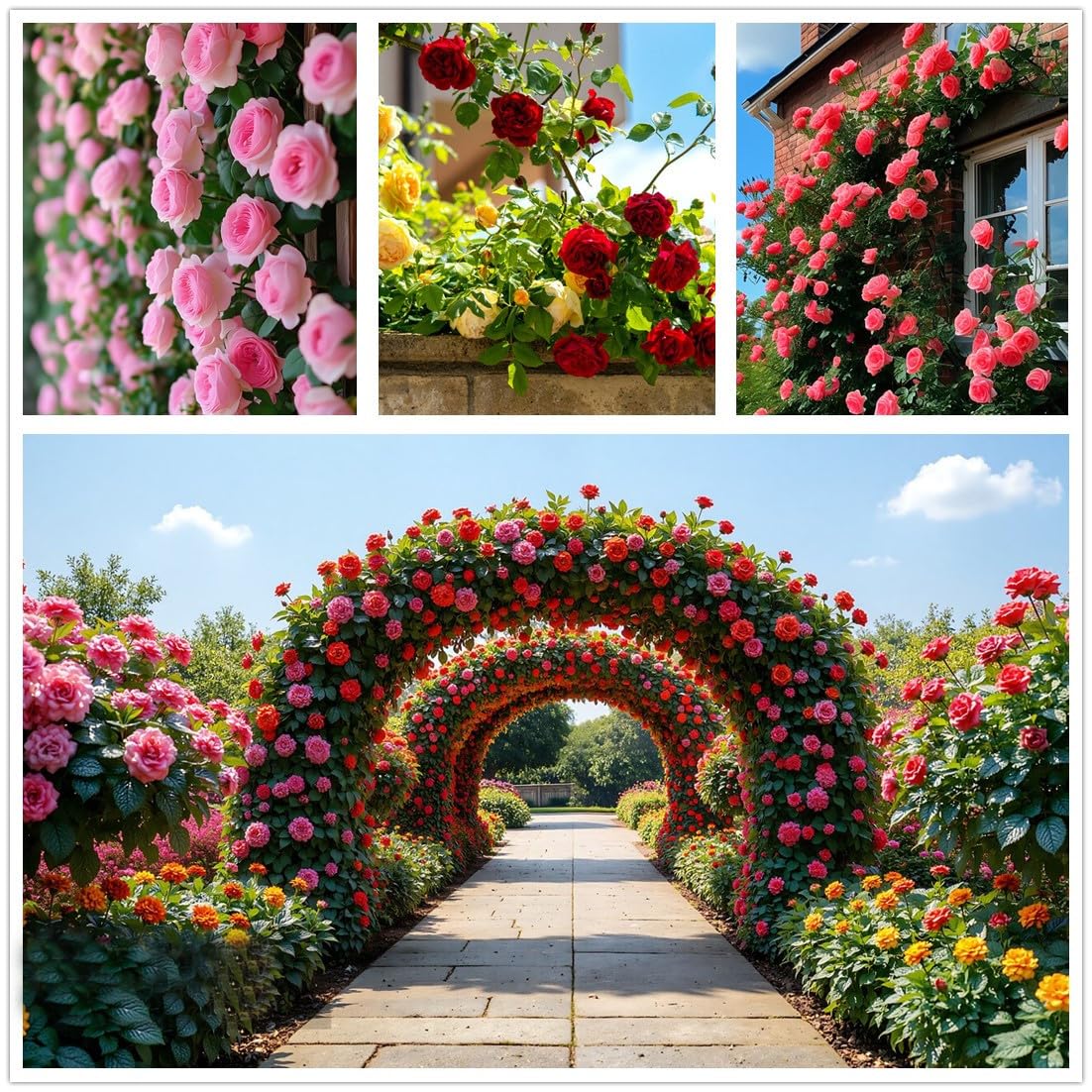KCT GARDEN climbing rose seeds for vertical growth along walls and fences.