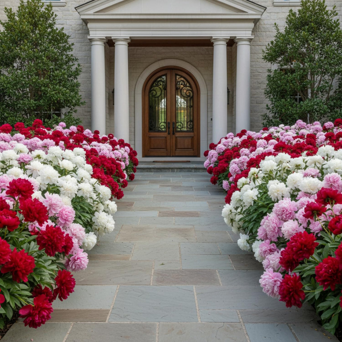 KCT GARDEN colorful peonies add drama to garden borders.