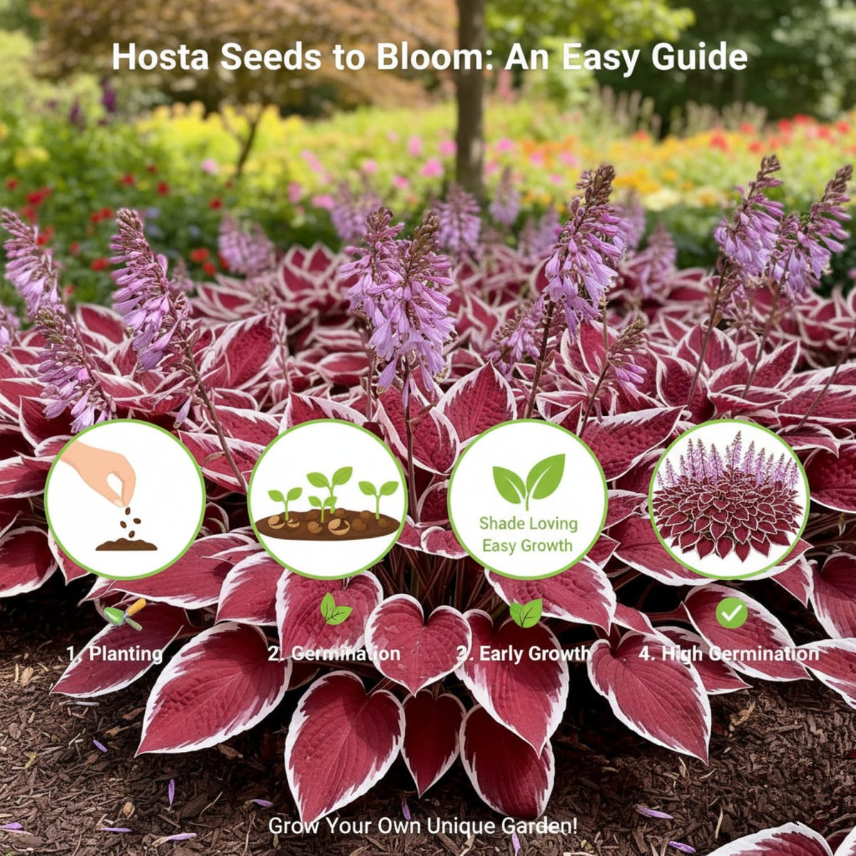 KCT GARDEN hosta seeds thrive in pots and containers.