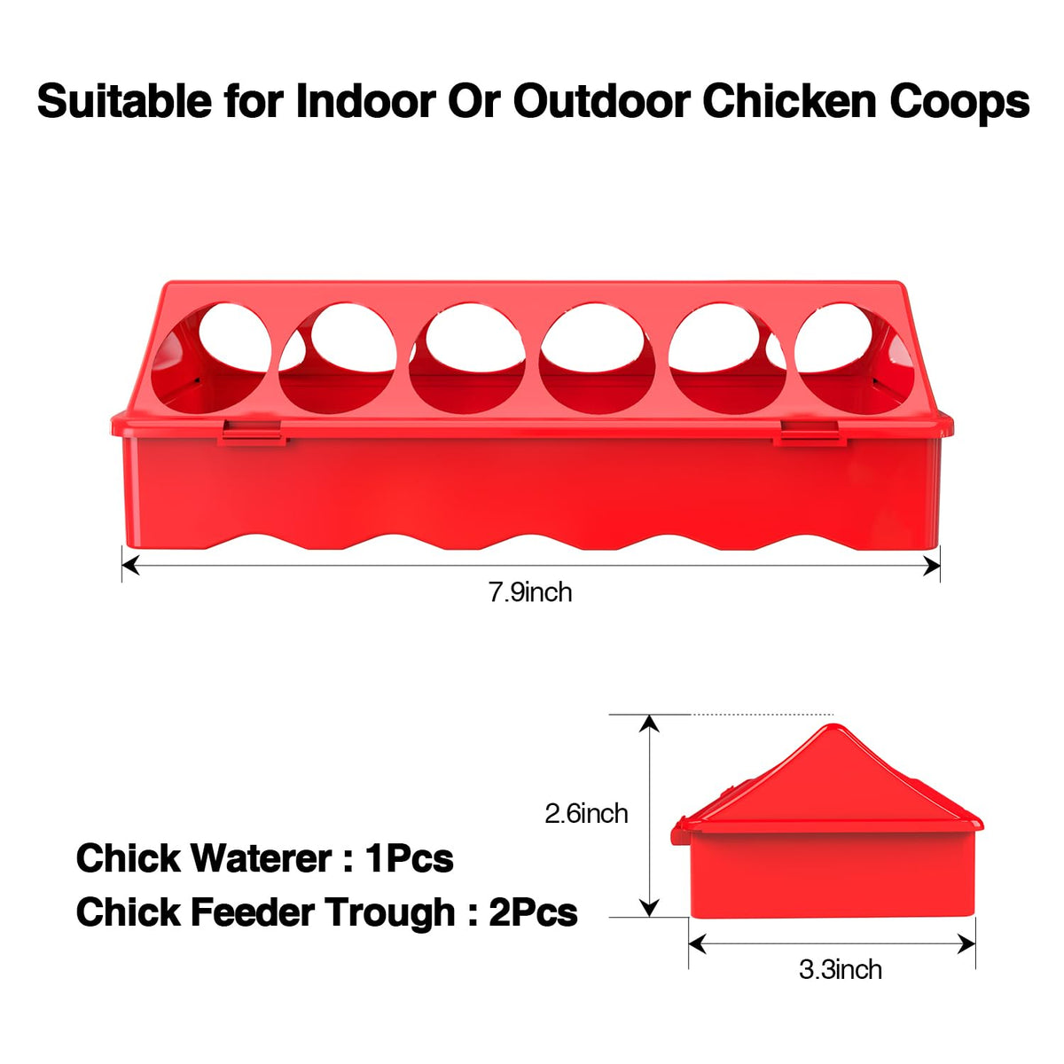 Kculehtlla spill-proof feeder trough reduces waste during busy feeding times.