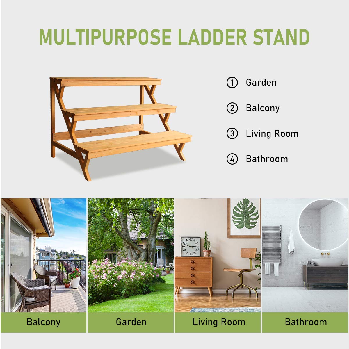Kdgarden decorative plant stand enhances living spaces with natural wood charm.