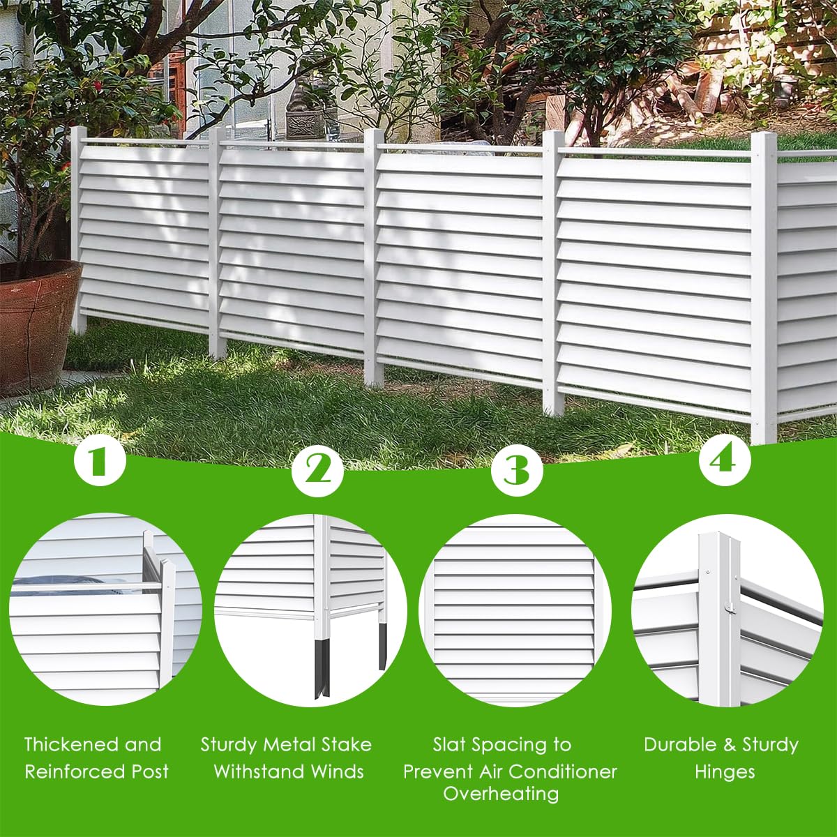 Kdgarden semi-privacy vinyl fence in a garden.