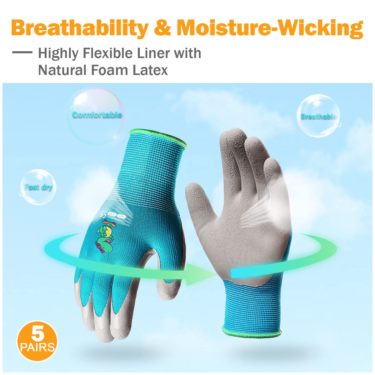 KDK kids gardening gloves yellow set helps kids stay clean and protected