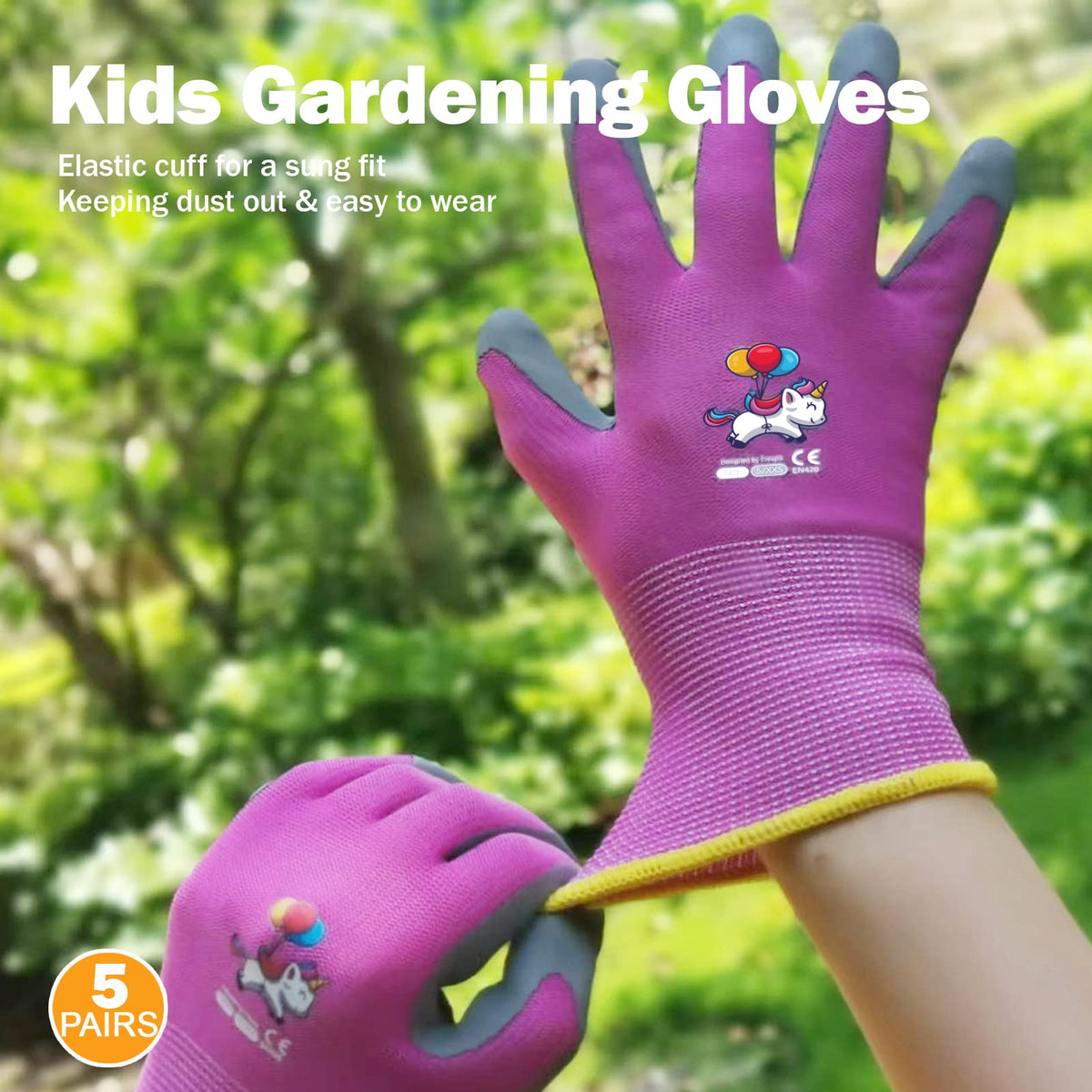 KDK kids gardening gloves turquoise pair durable against dirt and wear