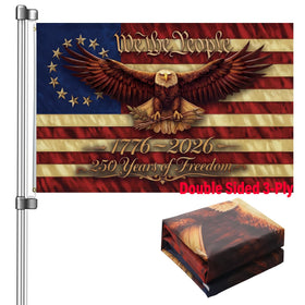 Keblo 250th Anniversary USA flag, double-sided design for identical emblems.