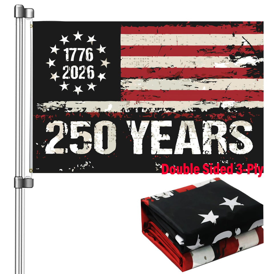 Keblo 250th Anniversary USA flag front view with double-sided visibility for clear displays