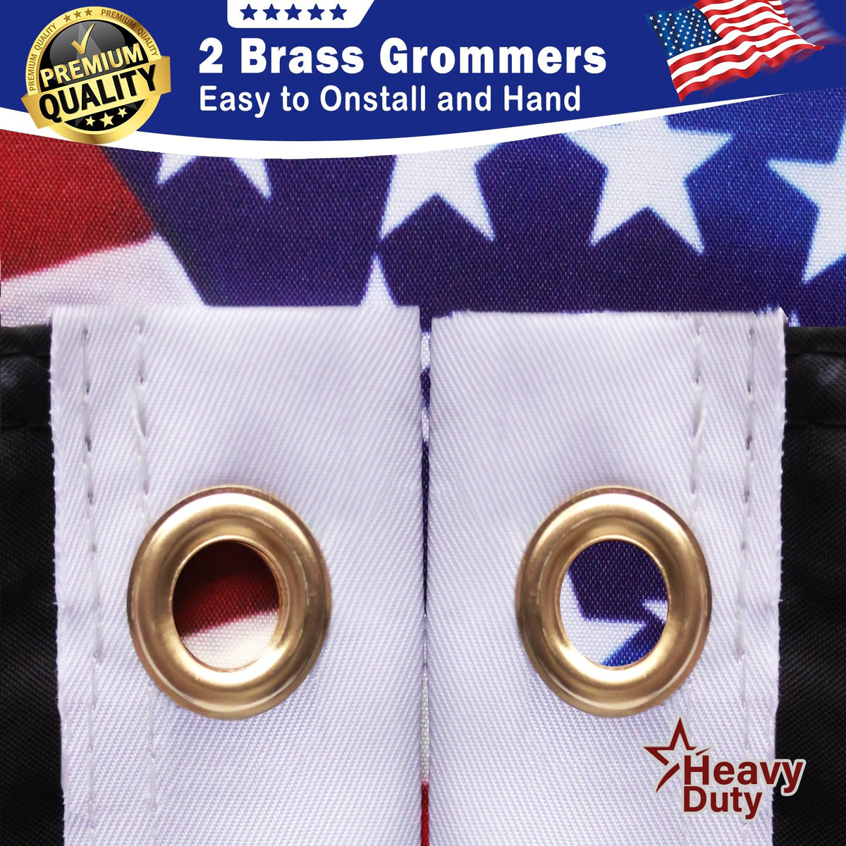 Keblo Betsy Ross flag edge stitching detail for outdoor durability.