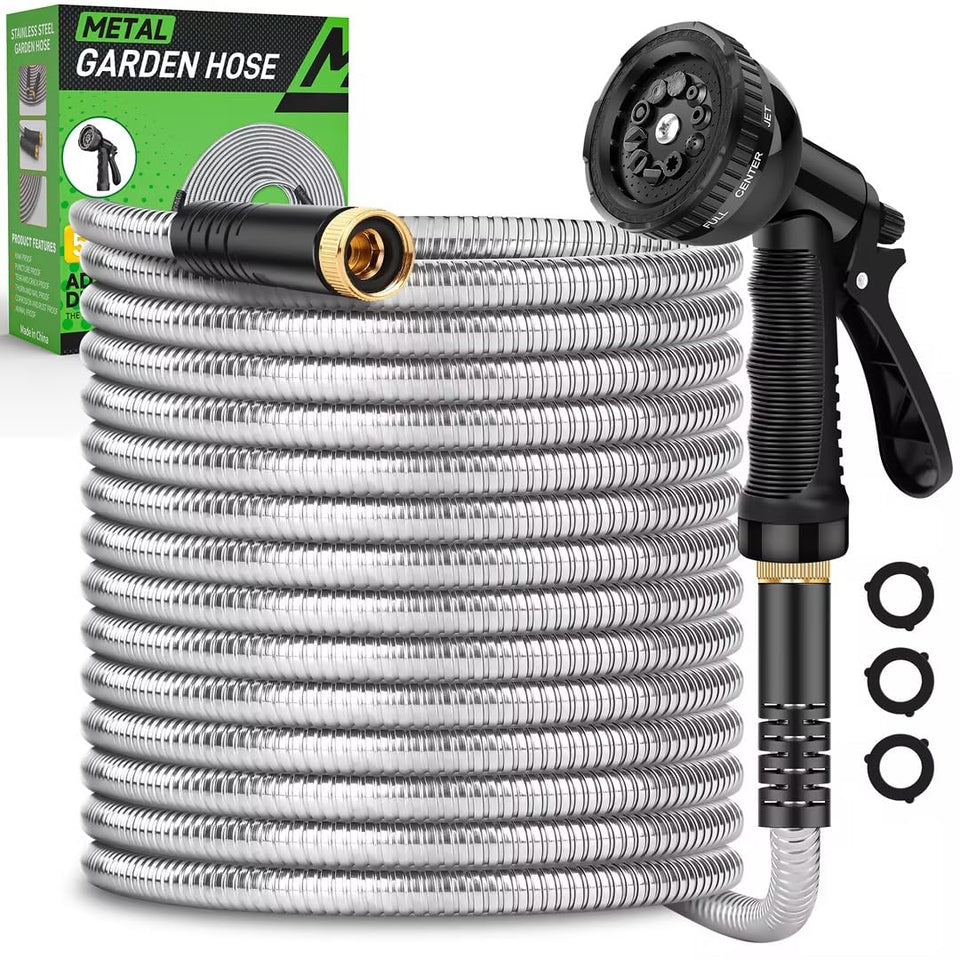 Kebose garden hose 50ft with metal shell for durable outdoor watering.