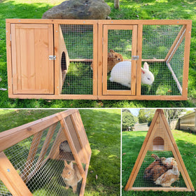 Kecreque rabbit hutch dimension 47x18x19.5in fits compact backyards.