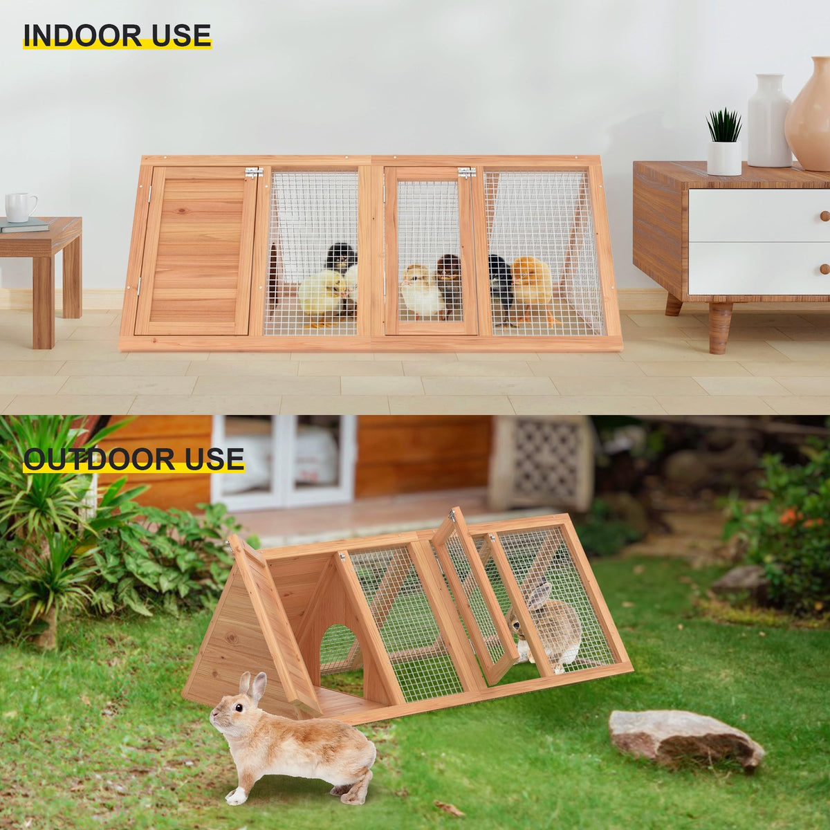 Kecreque rabbit hutch multipurpose usage for various small animals in outdoor space.