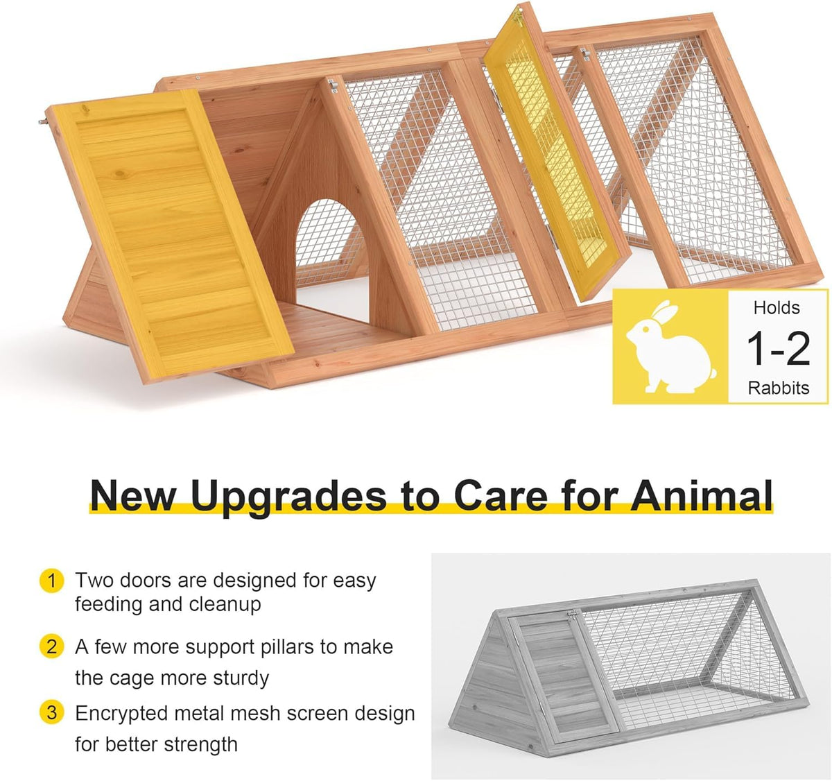 Kecreque rabbit hutch weatherproof shell protects pets from rain and cold outdoors.