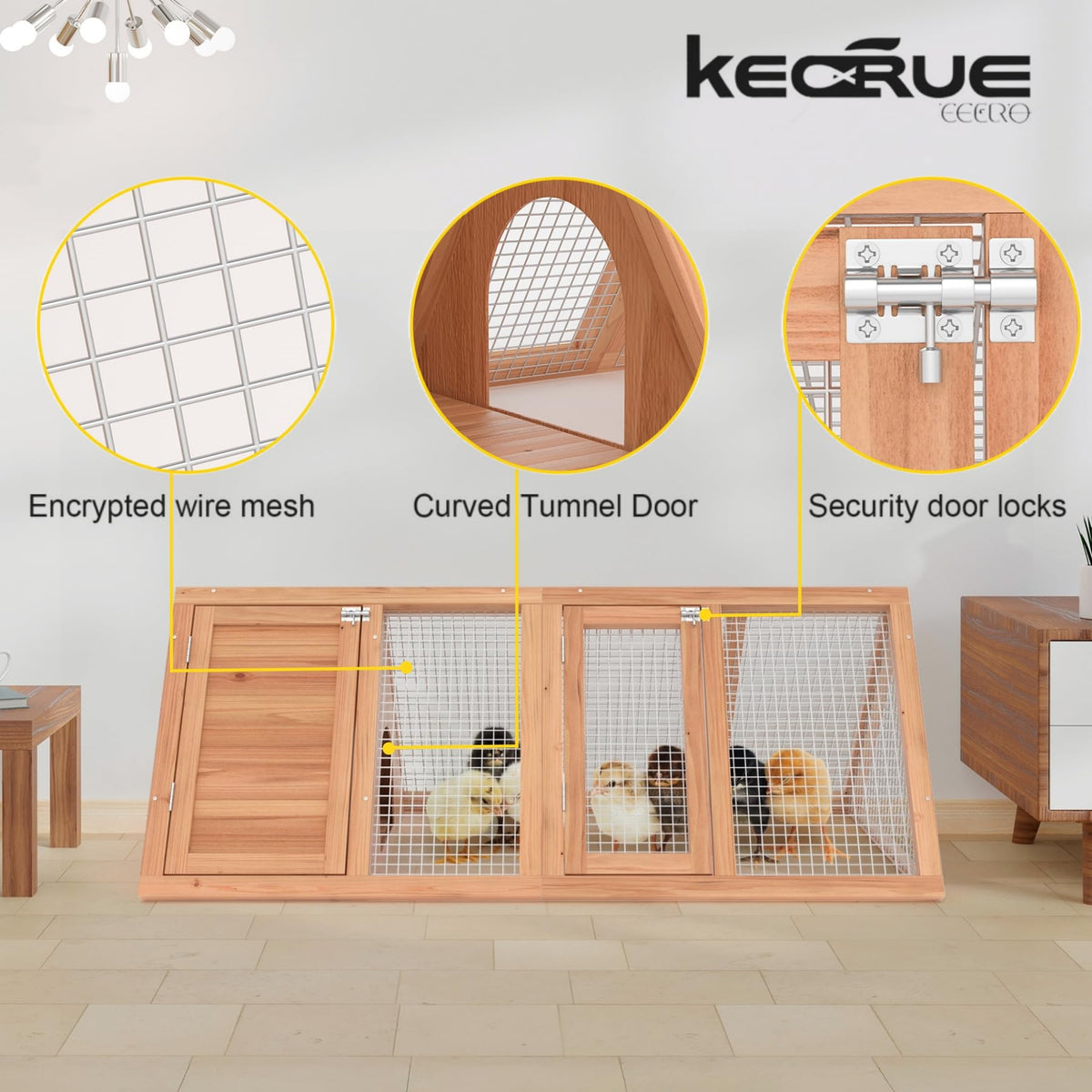 Kecreque rabbit hutch wooden frame blends with garden aesthetics while sheltering small pets.