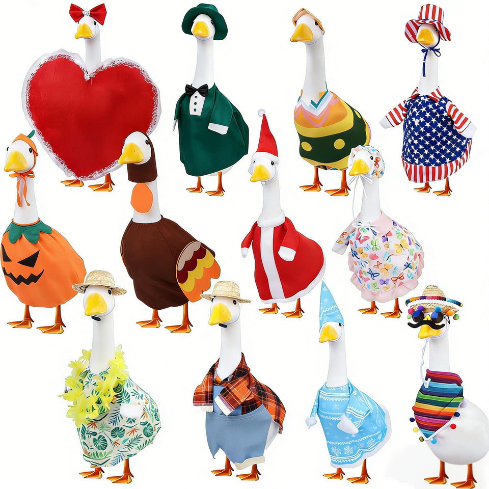 Kedaijin goose outfits pack for year-round yard decor and festive curb appeal.