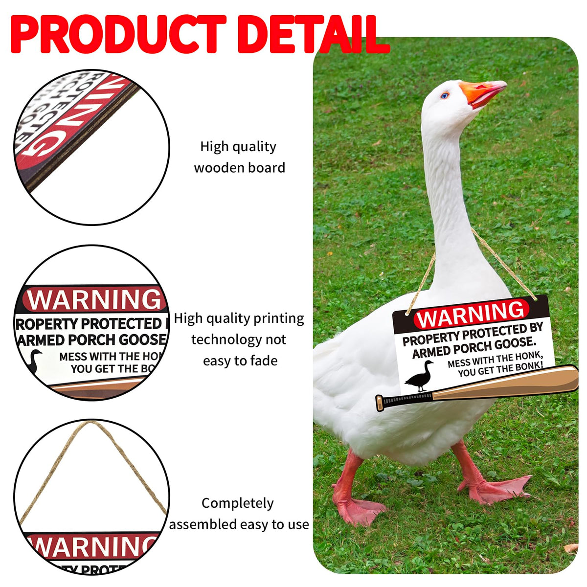 Kedaijin Goose Sign bold text on wood enhances curb appeal
