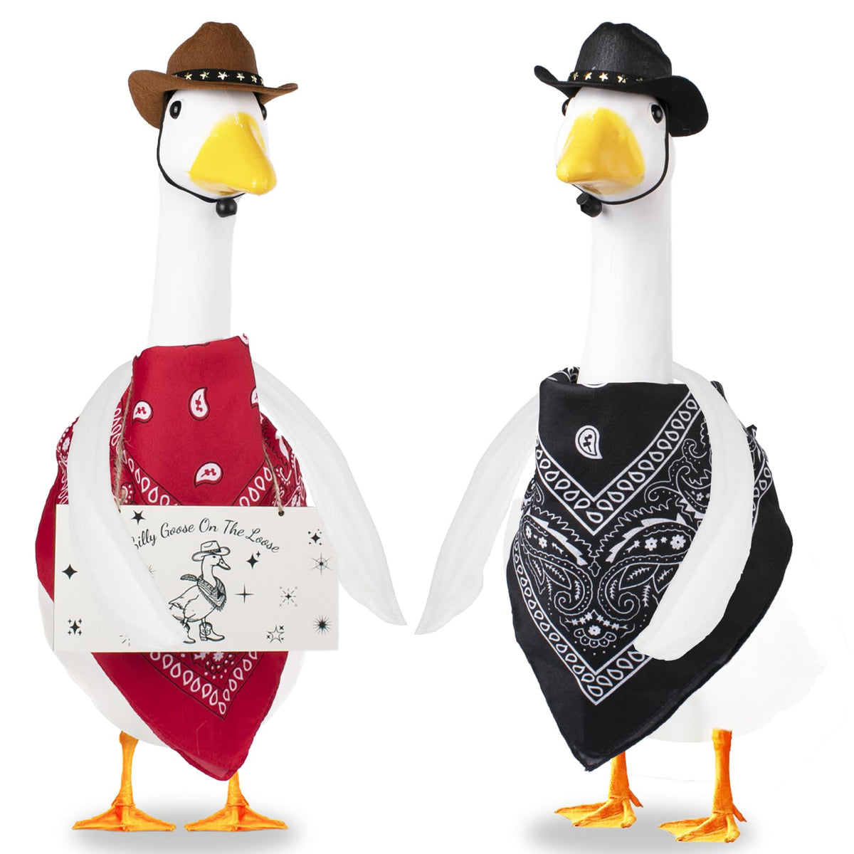 Easy attachment to porch geese for immediate decorative impact.