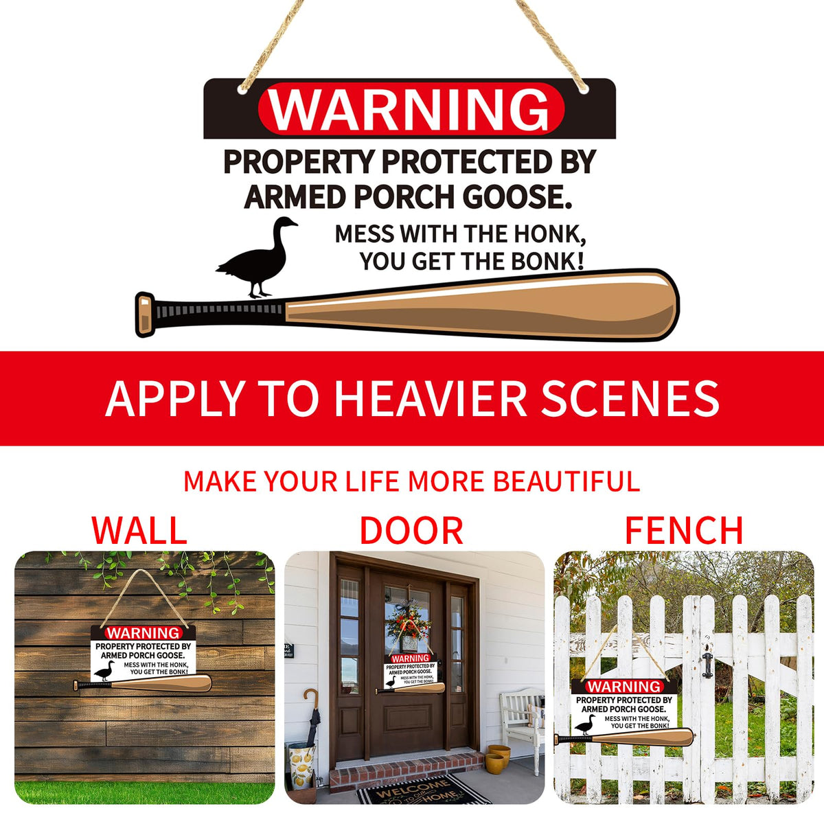 Kedaijin Outdoor Goose Sign perfect for fences, gardens, and lawns