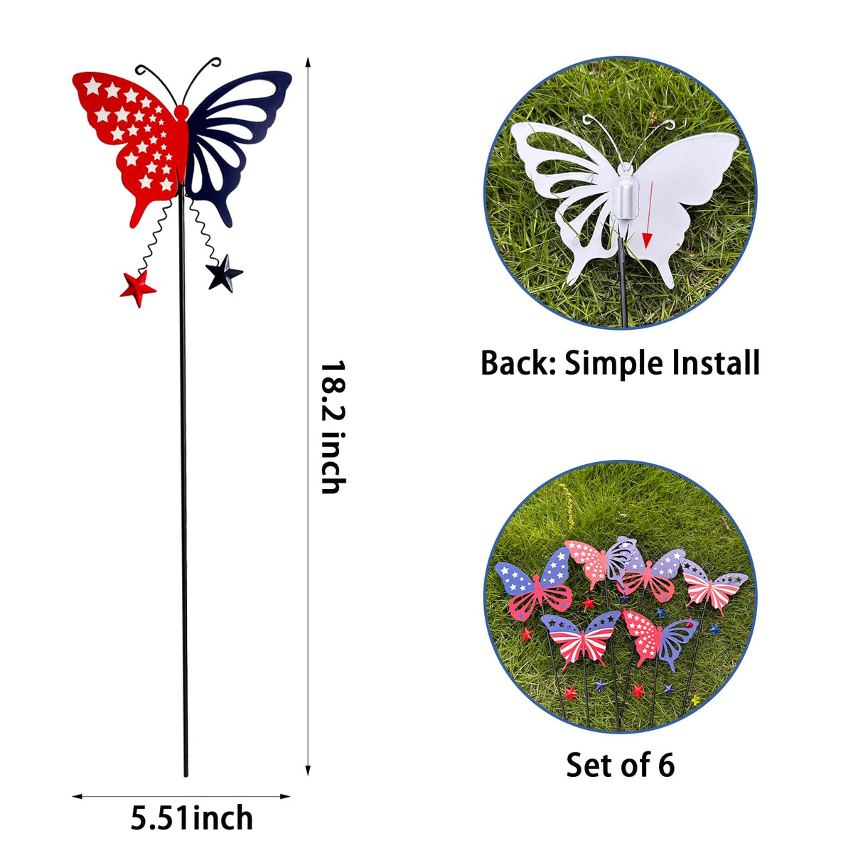 KEDONCHEN dynamic butterfly stakes add motion to garden paths and lawns