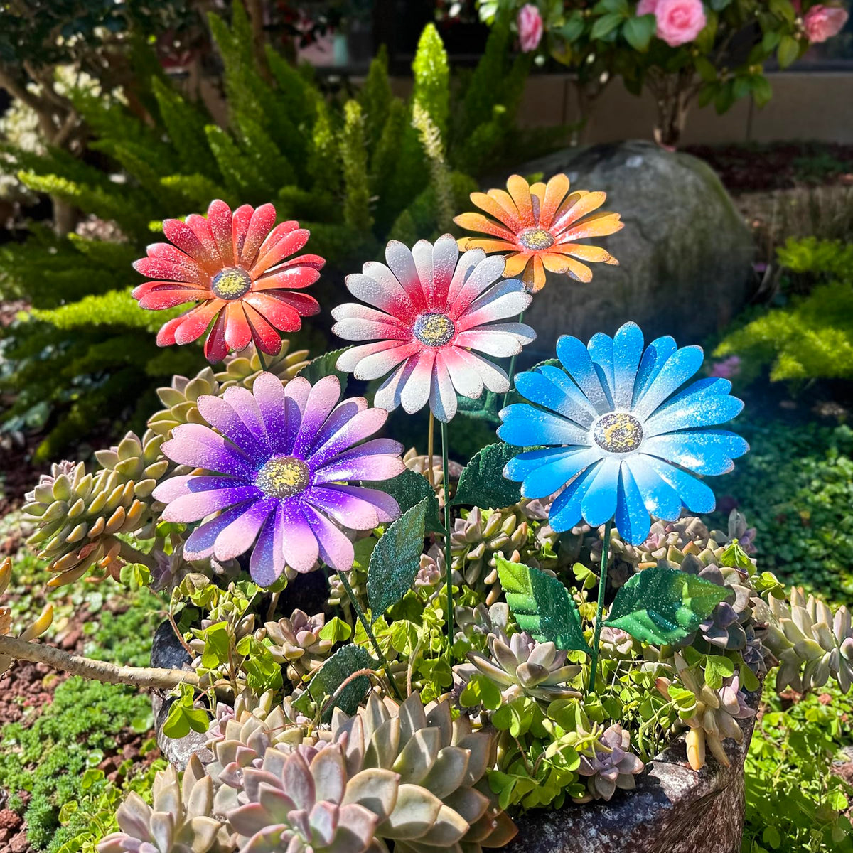 KEDONCHEN metal flowers with springs provide lifelike moving motion in breeze.