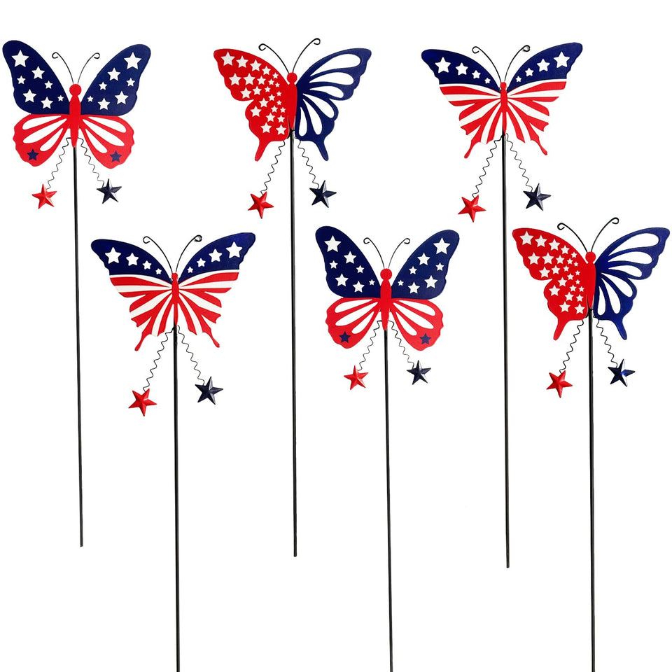 KEDONCHEN patriotic butterfly garden stake height 18-2in adds red, white, blue charm to lawns