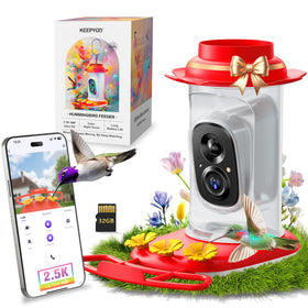 KEEPYOO 2.5K hummingbird feeder camera front view for bird watching