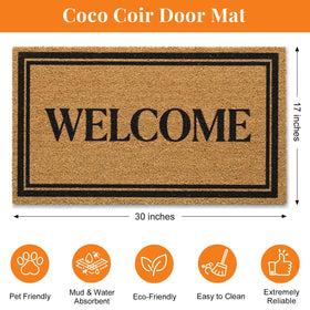Kelarea coir doormat designed for indoor and outdoor use against weather.
