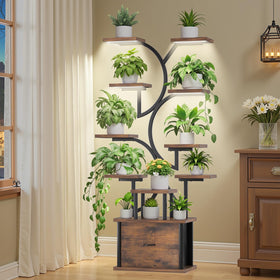 KELHOMECL plant stand with grow light in a clean corner setup for thriving plants.