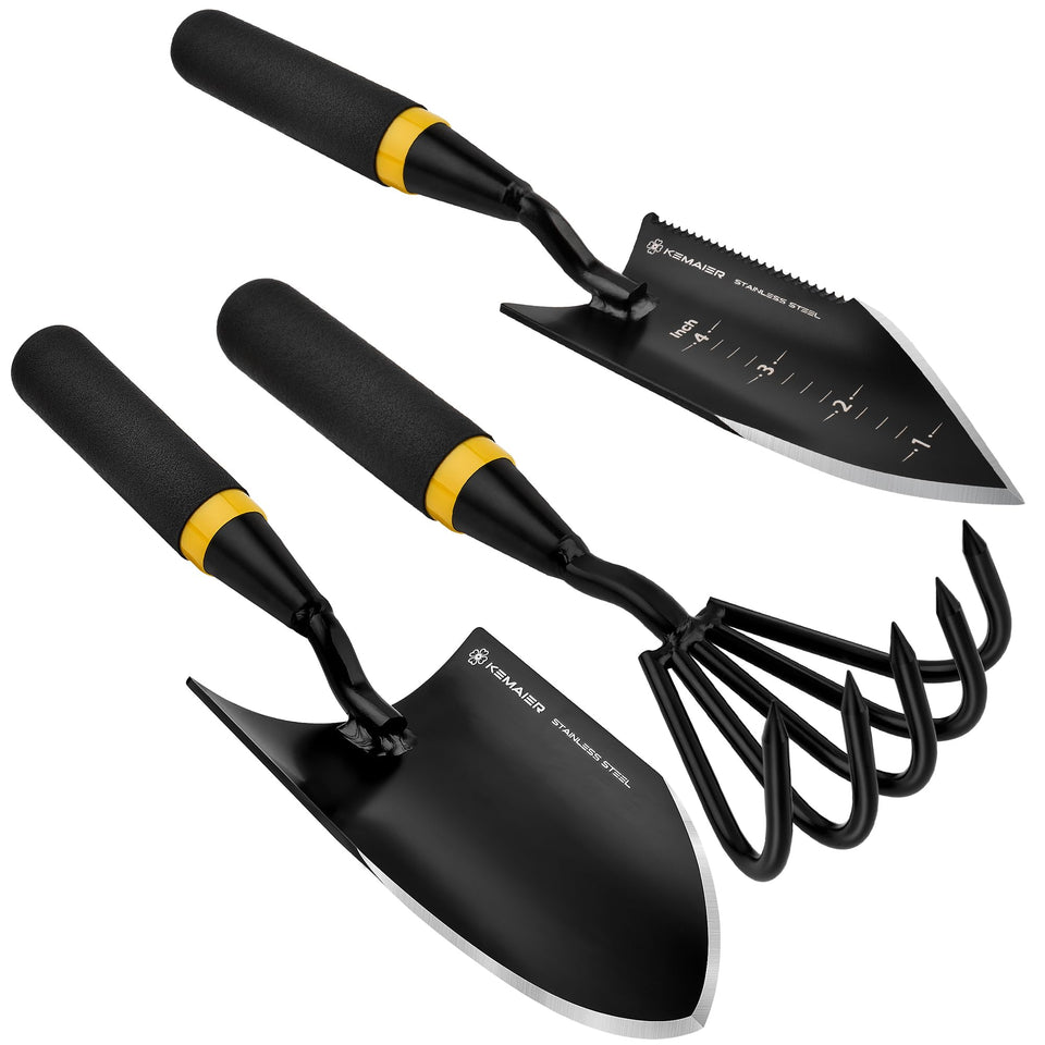 Kemaier hand trowel with ergonomic grip for precise planting and weeding.