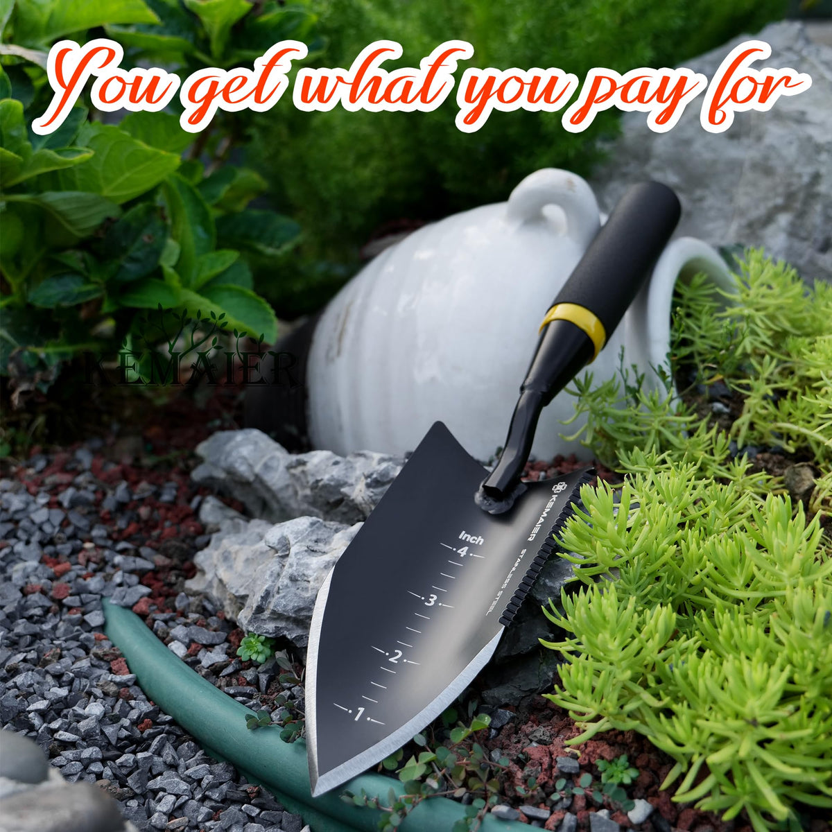 Kemaier trowel bright yellow handle for quick visibility