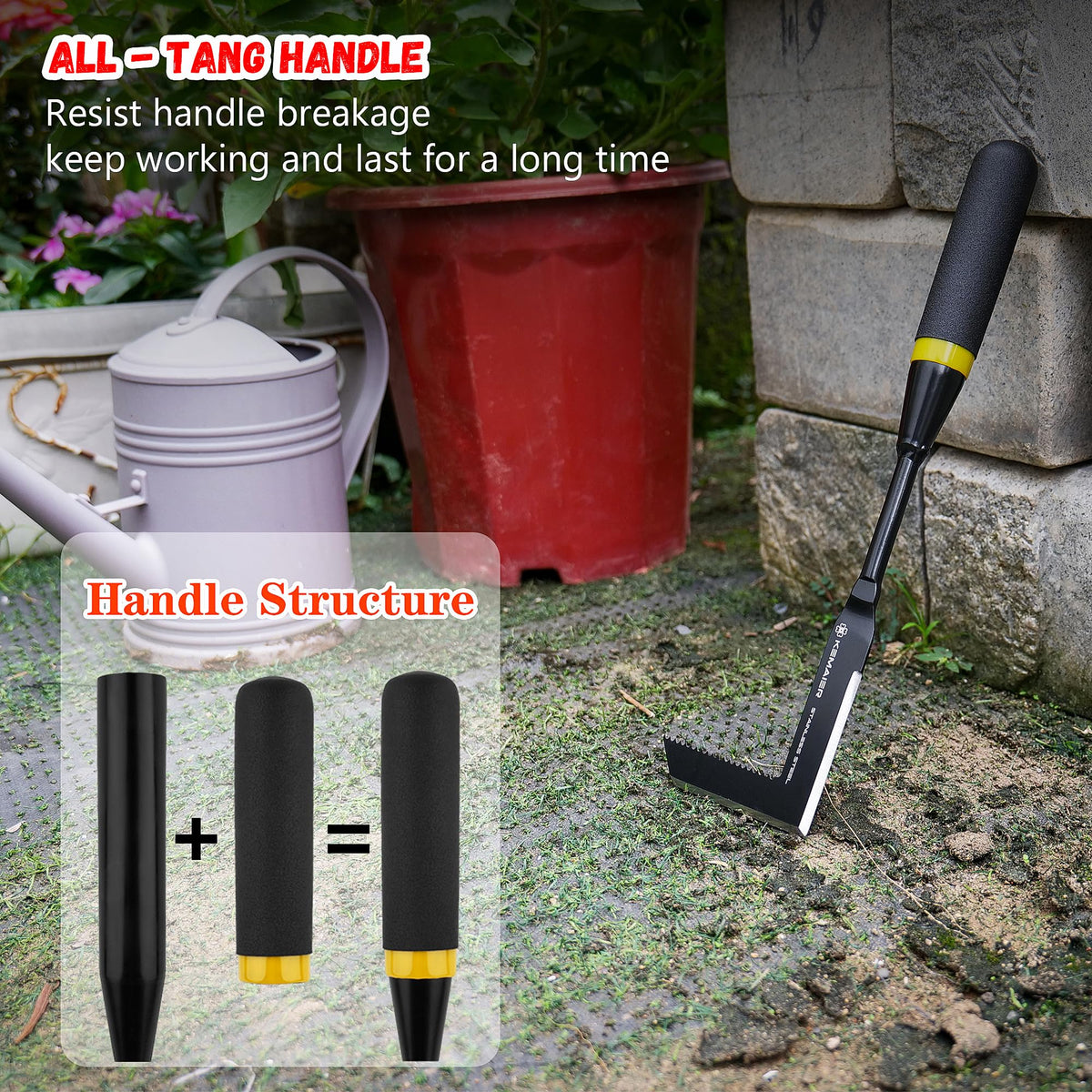 Kemaier weeding tool removing weeds from a driveway crack