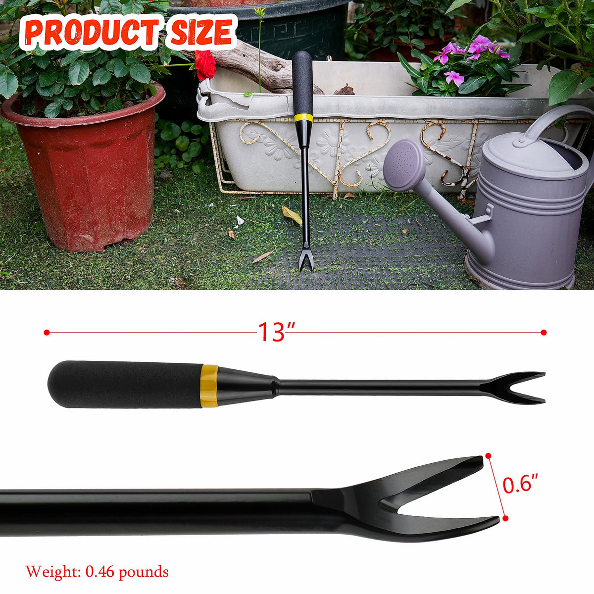 Kemaier weed remover with V-shaped head for deep-rooted weed extraction.