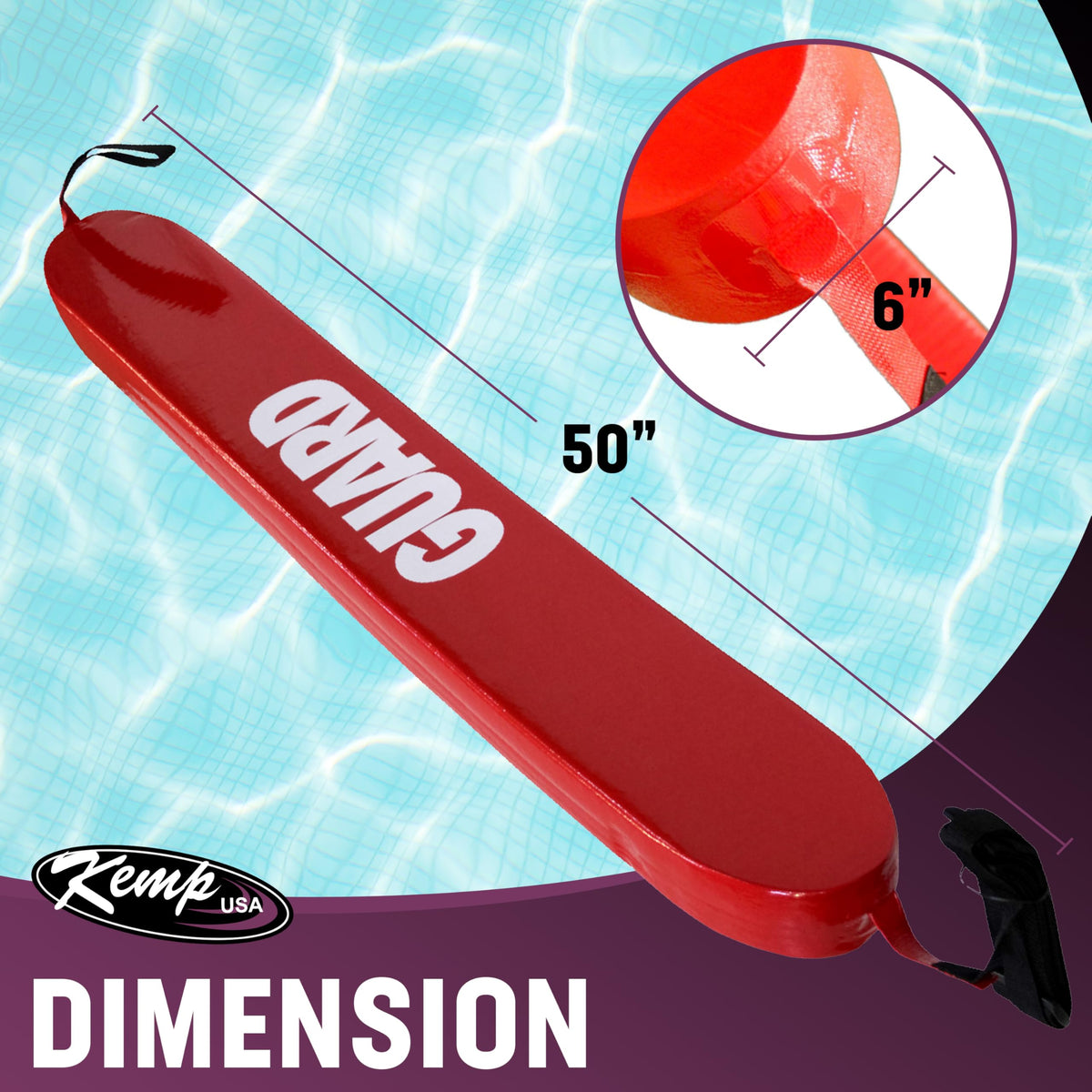 Kemp USA rescue tube with durable foam core for reliable buoyancy in open water.