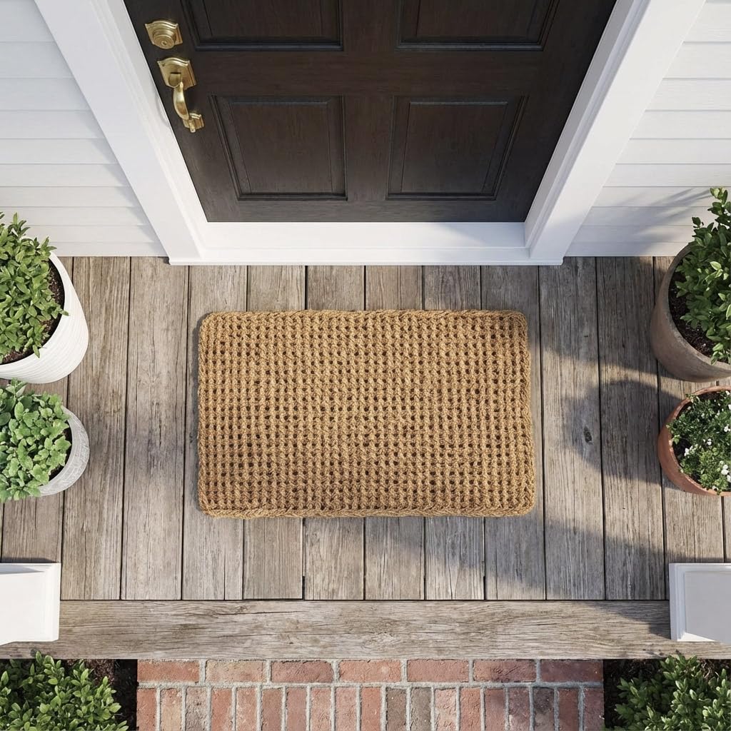 Kempf Dragon Weave doormat in entryway with natural fiber look