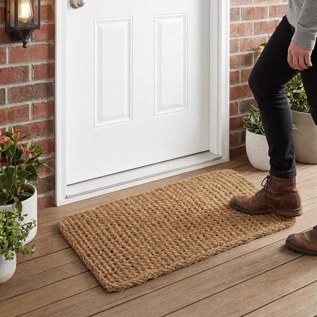 Kempf Dragon Weave Doormat front view showing dense coir scraping for dirt removal