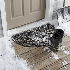 Kempf Rubber Scroll Doormat half-moon 18x30 at front door protects entry from dirt and moisture