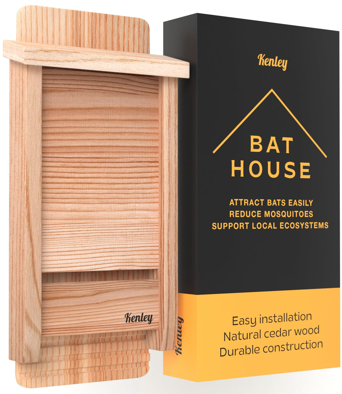 Kenley bat house cedar exterior provides durable weatherproof shelter for outdoors.